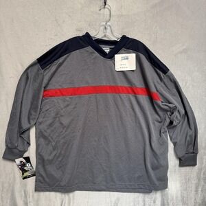 Vintage Discus Athletic Shirt Mens Big 3X Gray Long Sleeve Jersey V Neck Raglan